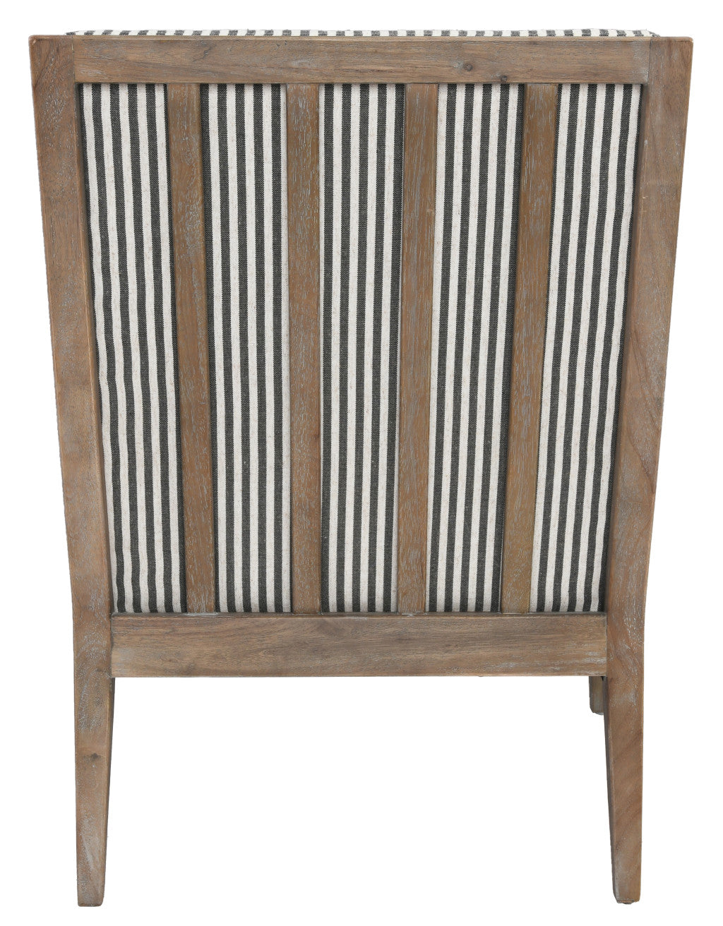 29" Gray and Cream Linen Blend Ticking Stripe Wingback Chair