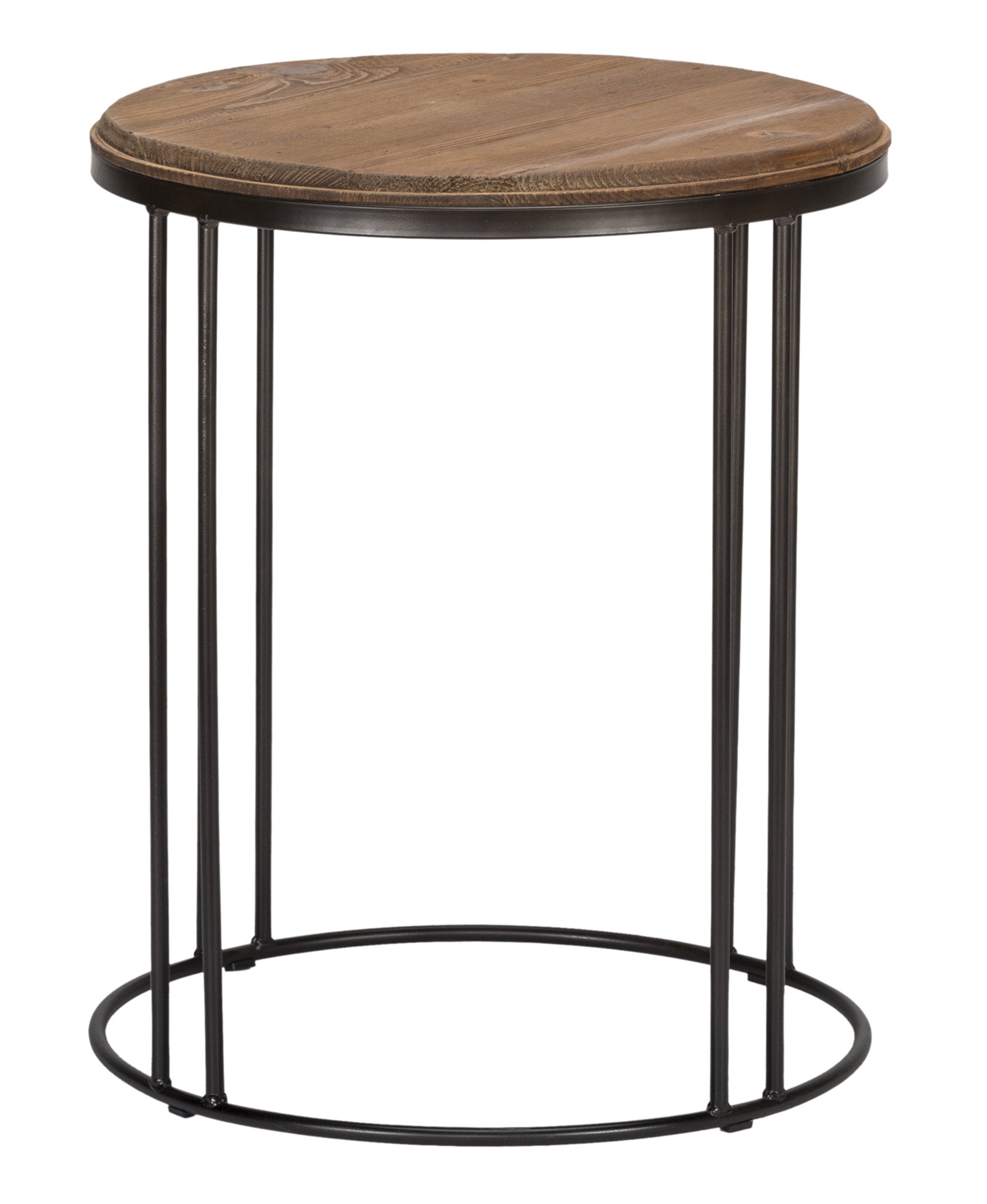 Does Not Apply 24" Black And Distressed Mahogany Solid Wood Round End Table With Does Not Apply And Does Not Apply