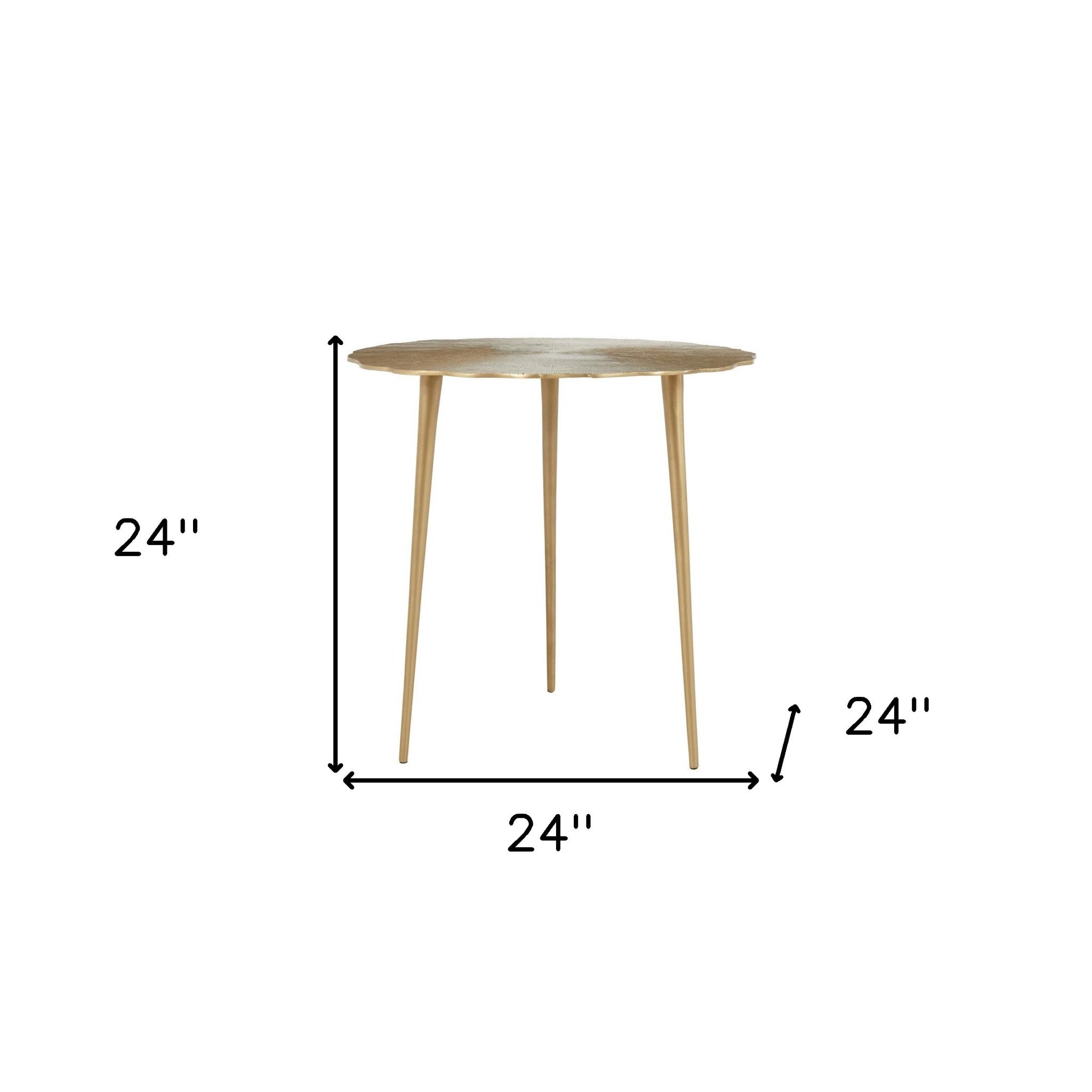 Does Not Apply 24" Gold Aluminum Round End Table With Does Not Apply And Does Not Apply