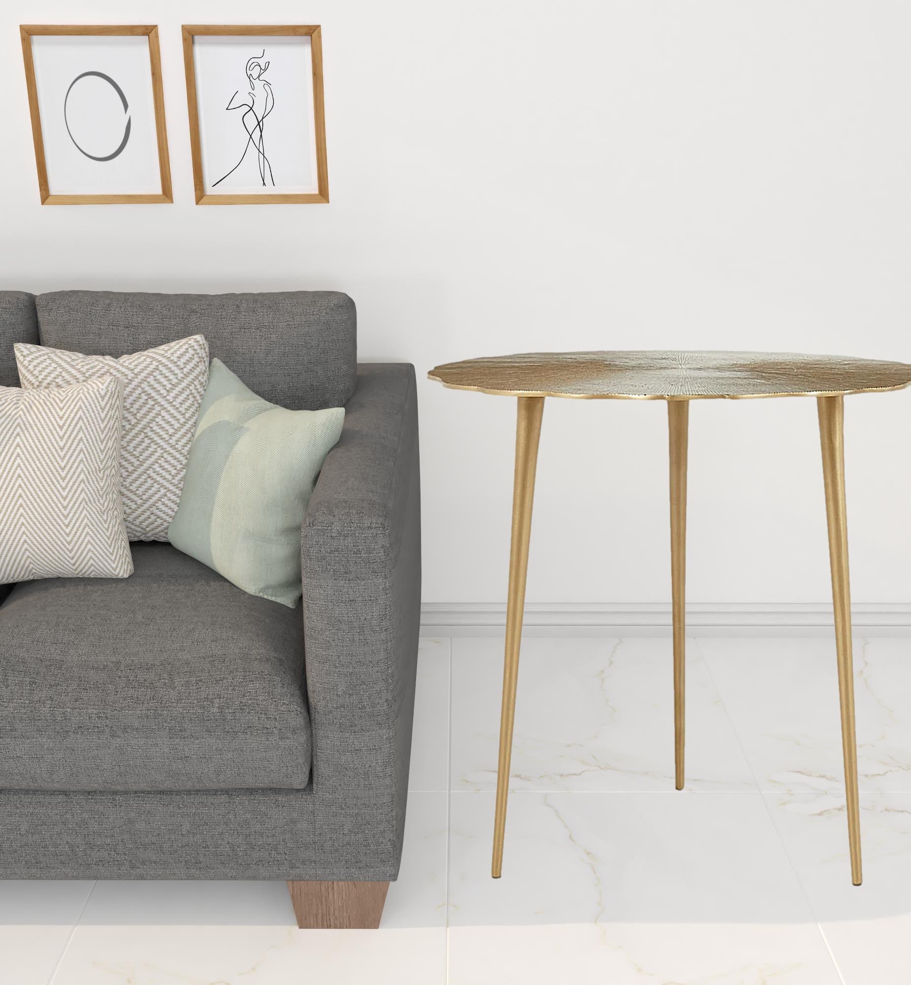 Does Not Apply 24" Gold Aluminum Round End Table With Does Not Apply And Does Not Apply