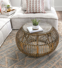 Natural Rattan Round Distressed Coffee Table 32