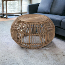 Natural Rattan Round Distressed Coffee Table 32