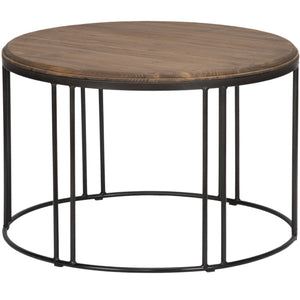 28" Solid Wood Round Distressed Coffee Table