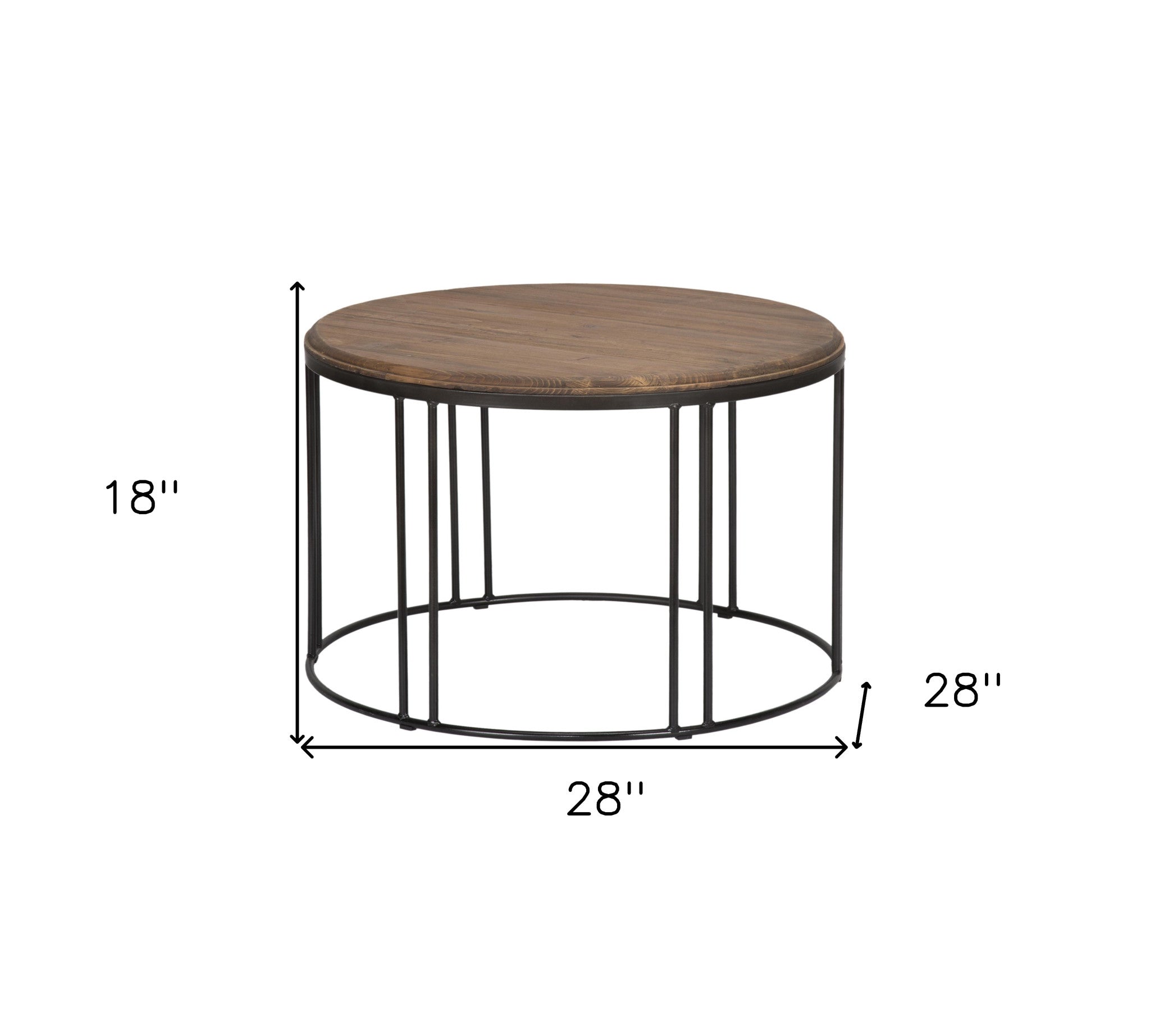 28" Solid Wood Round Distressed Coffee Table