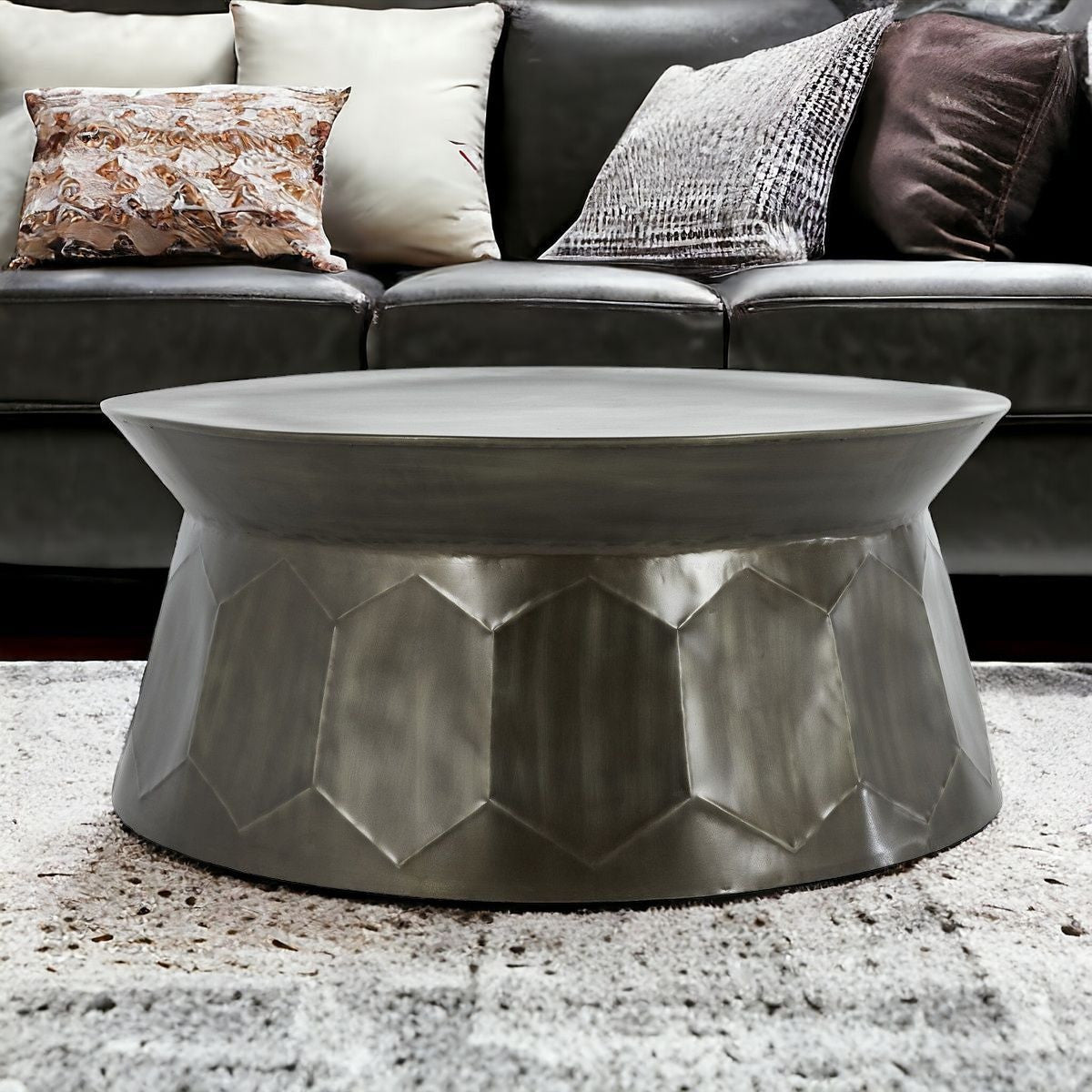 36" Iron Free Form Distressed Coffee Table