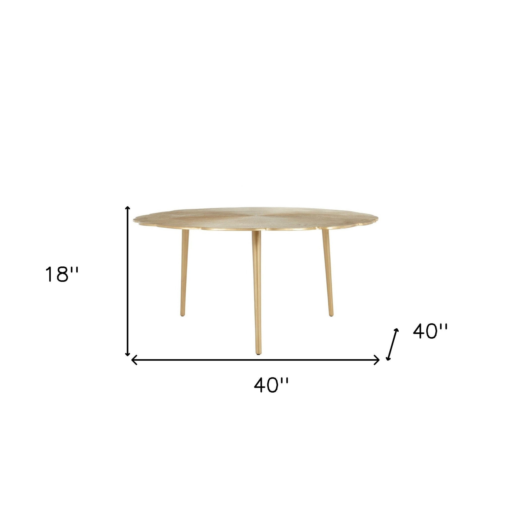 40" Gold Aluminum Round Mirrored Distressed Coffee Table