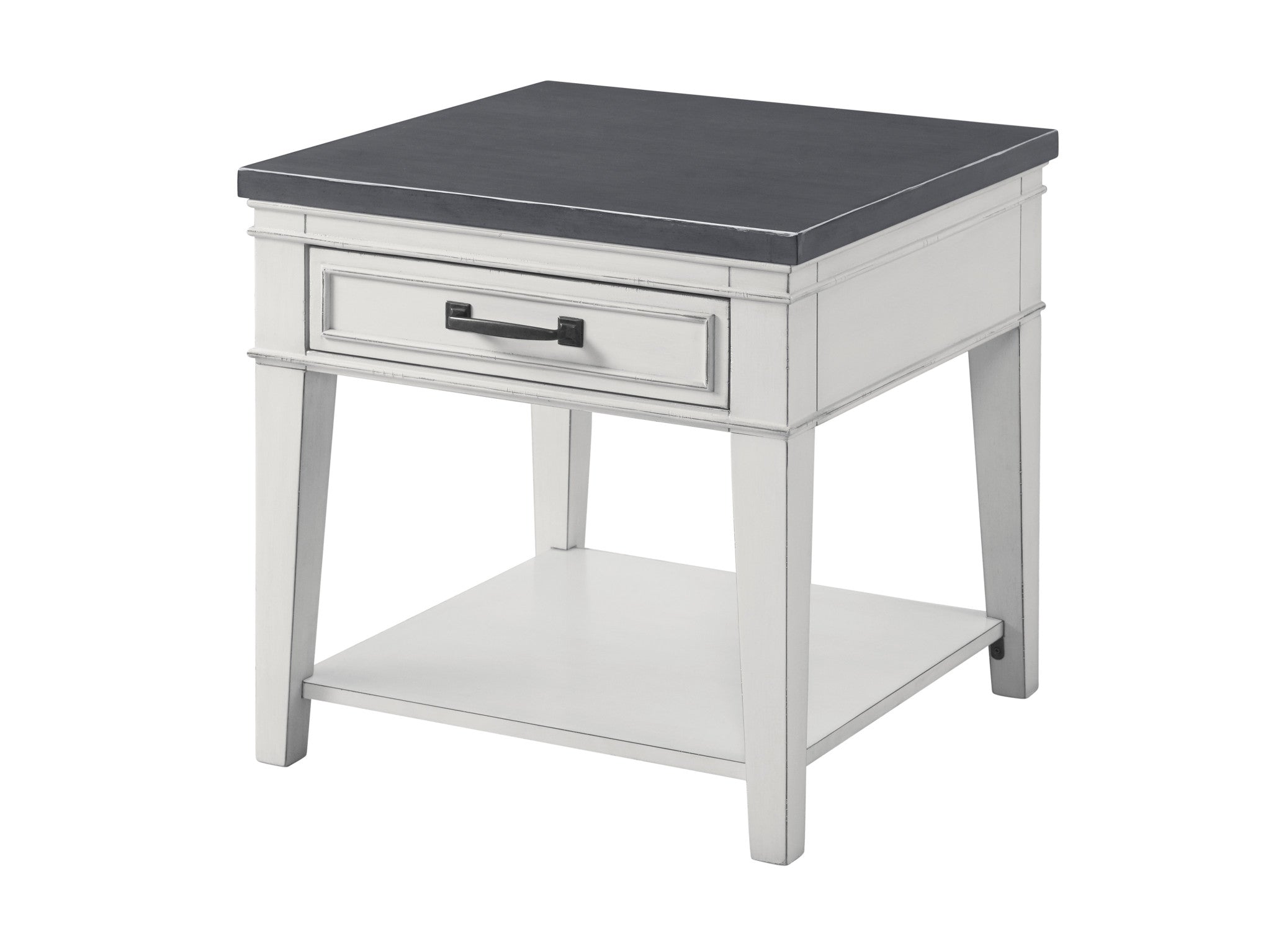 24" Gray Solid Manufactured Wood End Table With Drawer And Shelf
