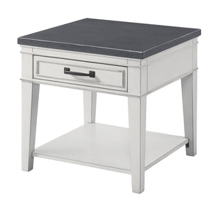 24" Gray Solid Manufactured Wood End Table With Drawer And Shelf