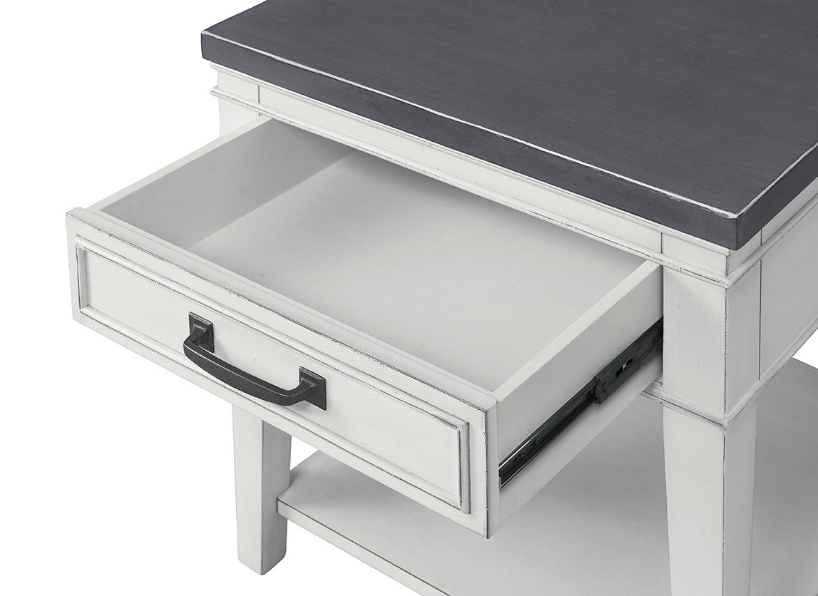 24" Gray Solid Manufactured Wood End Table With Drawer And Shelf