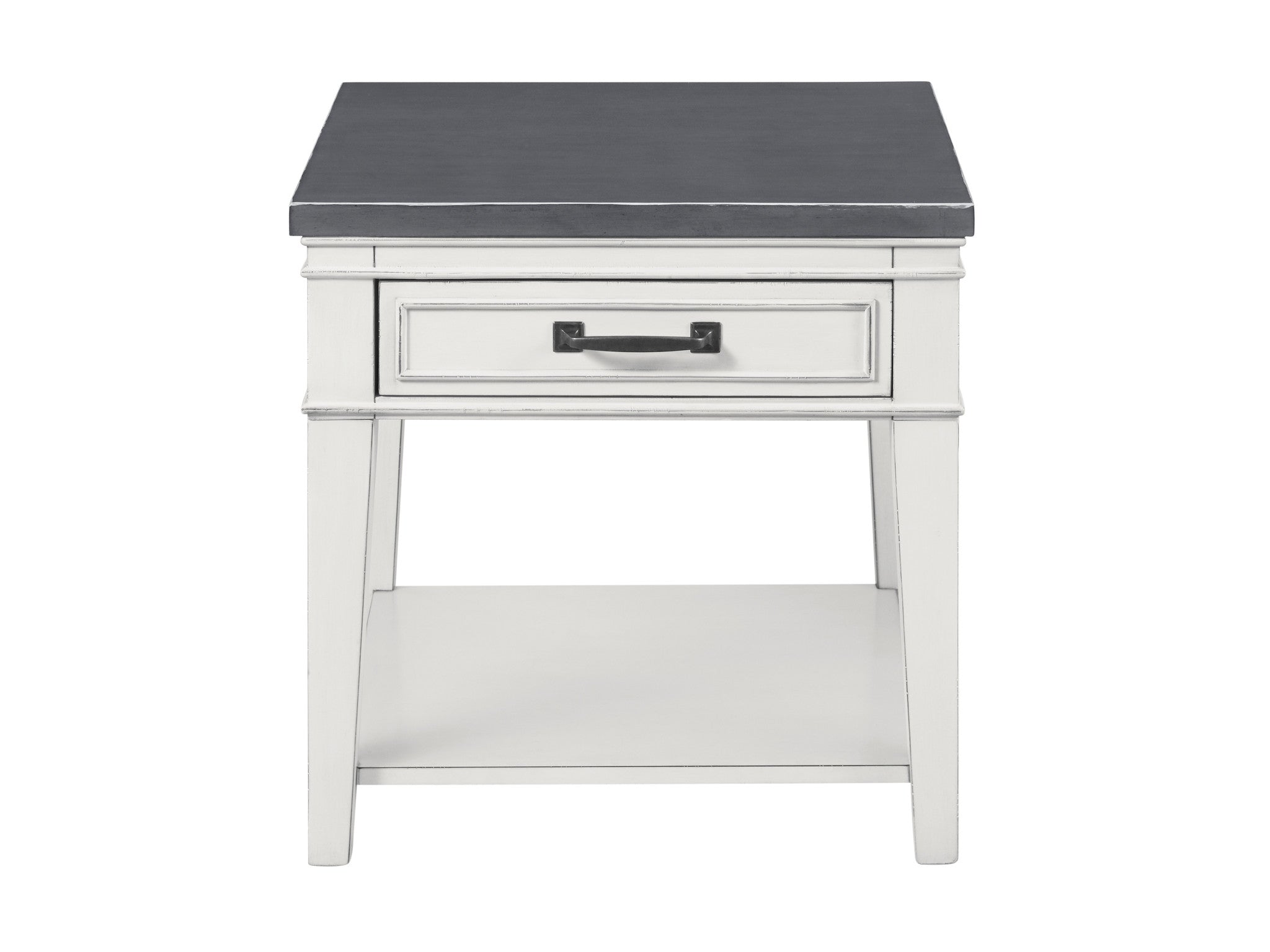 24" Gray Solid Manufactured Wood End Table With Drawer And Shelf