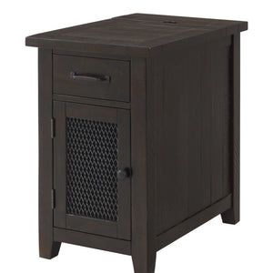 Brown Solid Wood End Table With Drawer 25"