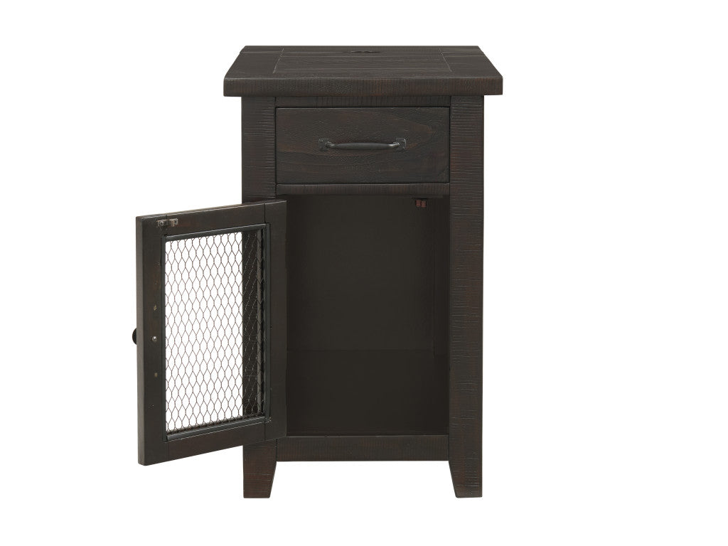 Brown Solid Wood End Table With Drawer 25"