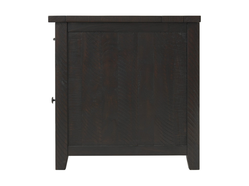 Brown Solid Wood End Table With Drawer 25"