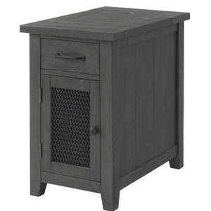 25" Gray Solid Wood End Table With Drawer