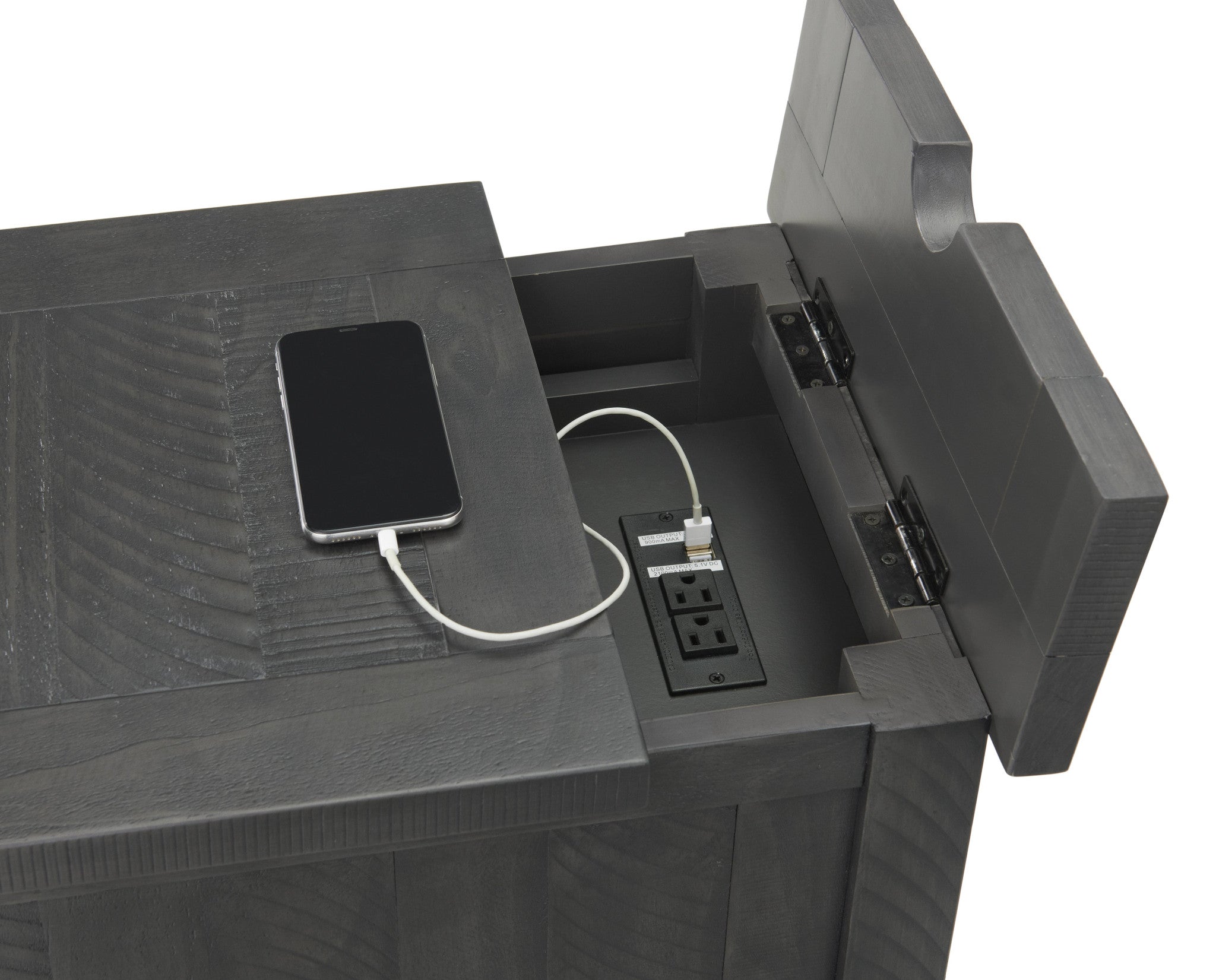 25" Gray Solid Wood End Table With Drawer