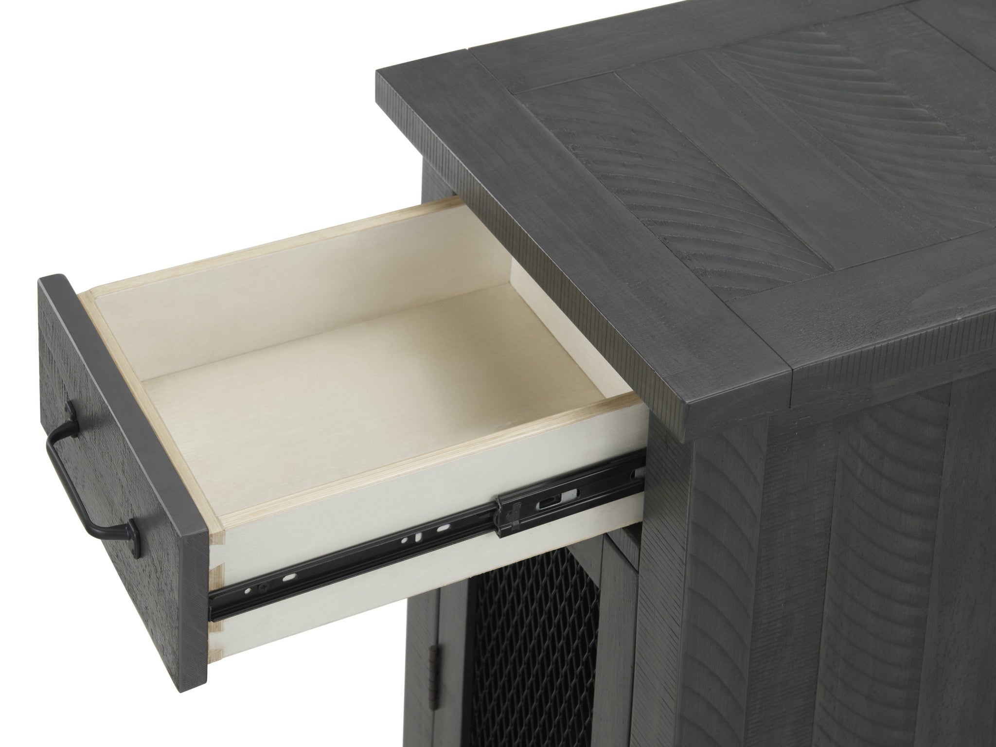 25" Gray Solid Wood End Table With Drawer