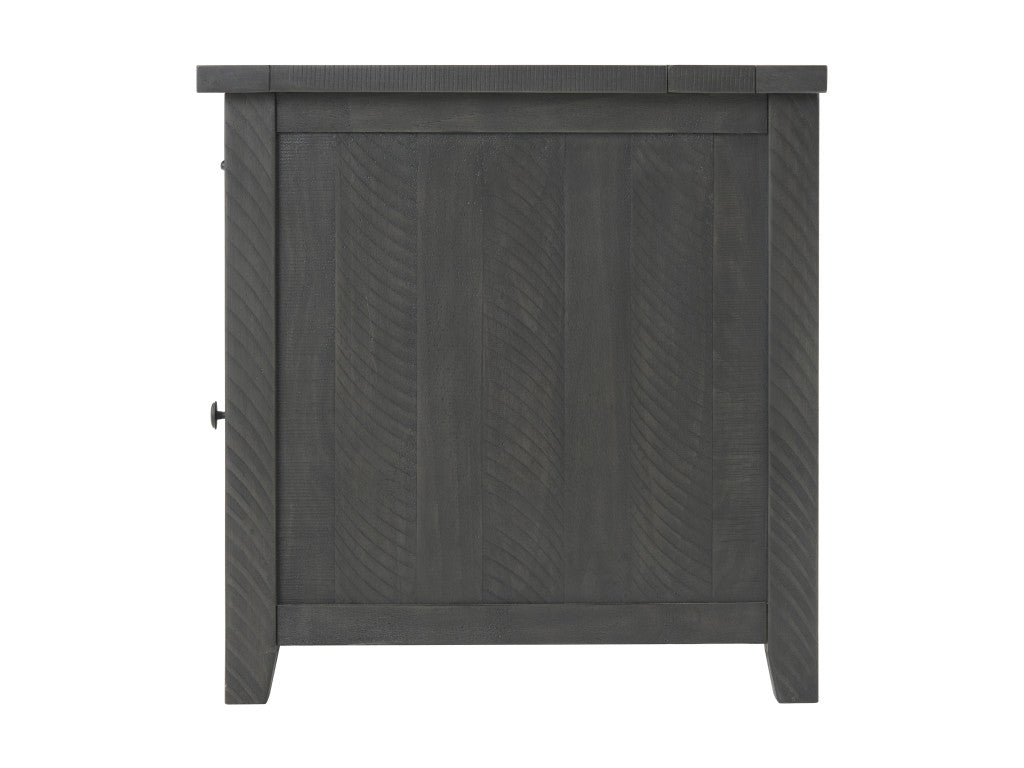 25" Gray Solid Wood End Table With Drawer