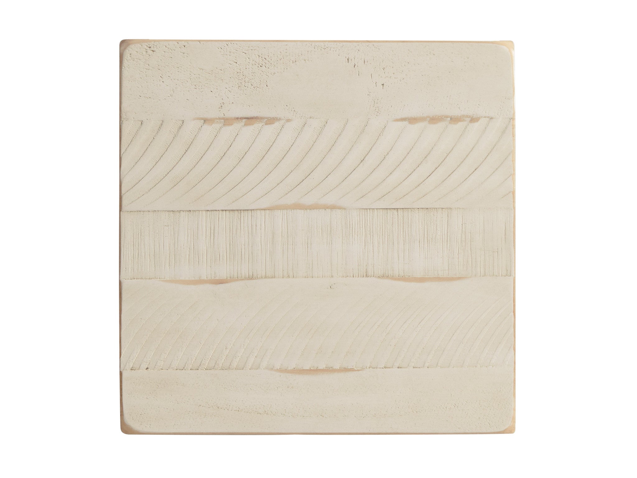 25" Antiqued White Solid Wood End Table With Two Shelves