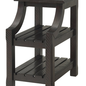 Brown Solid Wood End Table With Two Shelves 25"