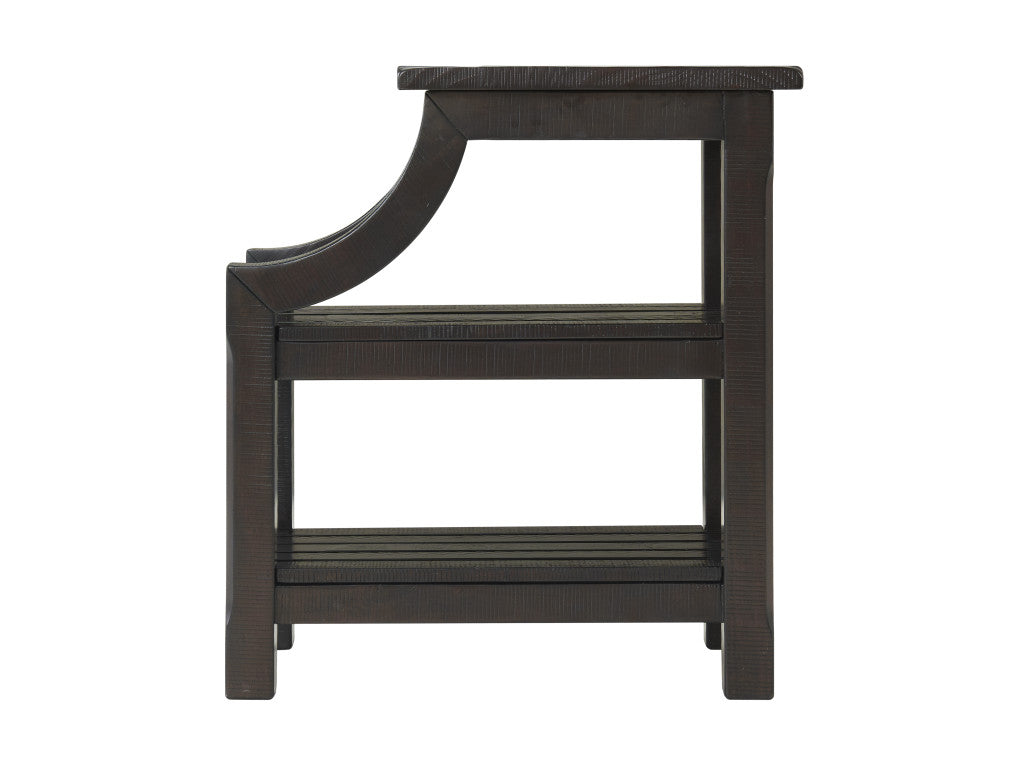 Brown Solid Wood End Table With Two Shelves 25"