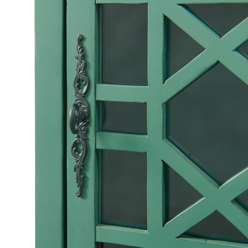 25" Teal Blue Solid Manufactured Wood End Table With Drawer