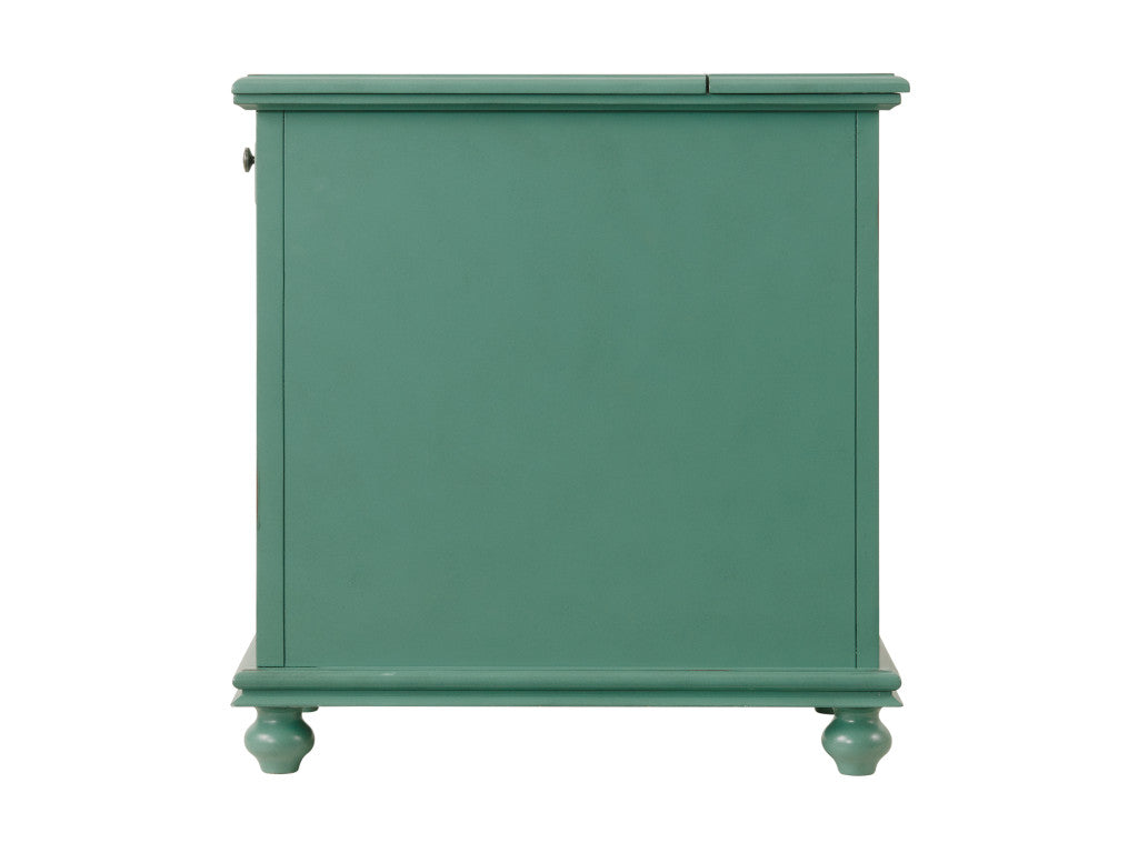 25" Teal Blue Solid Manufactured Wood End Table With Drawer