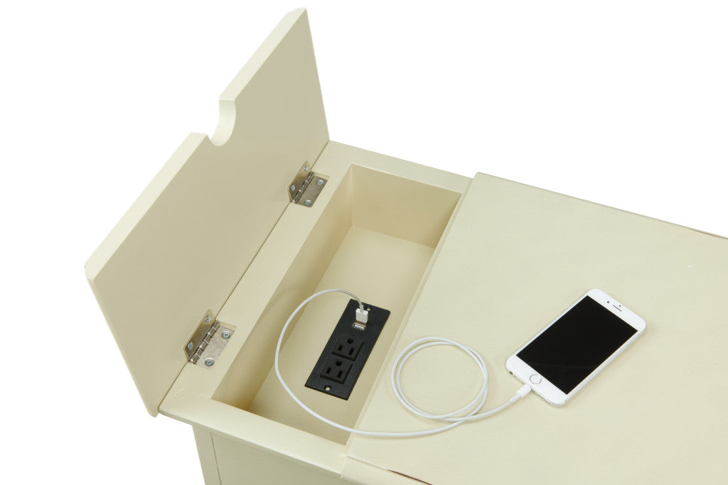 25" Antiqued White Solid Manufactured Wood End Table With Drawer