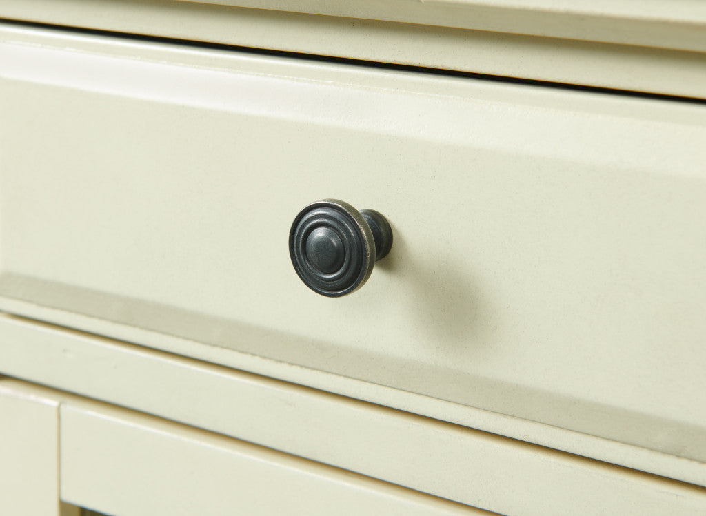 25" Antiqued White Solid Manufactured Wood End Table With Drawer