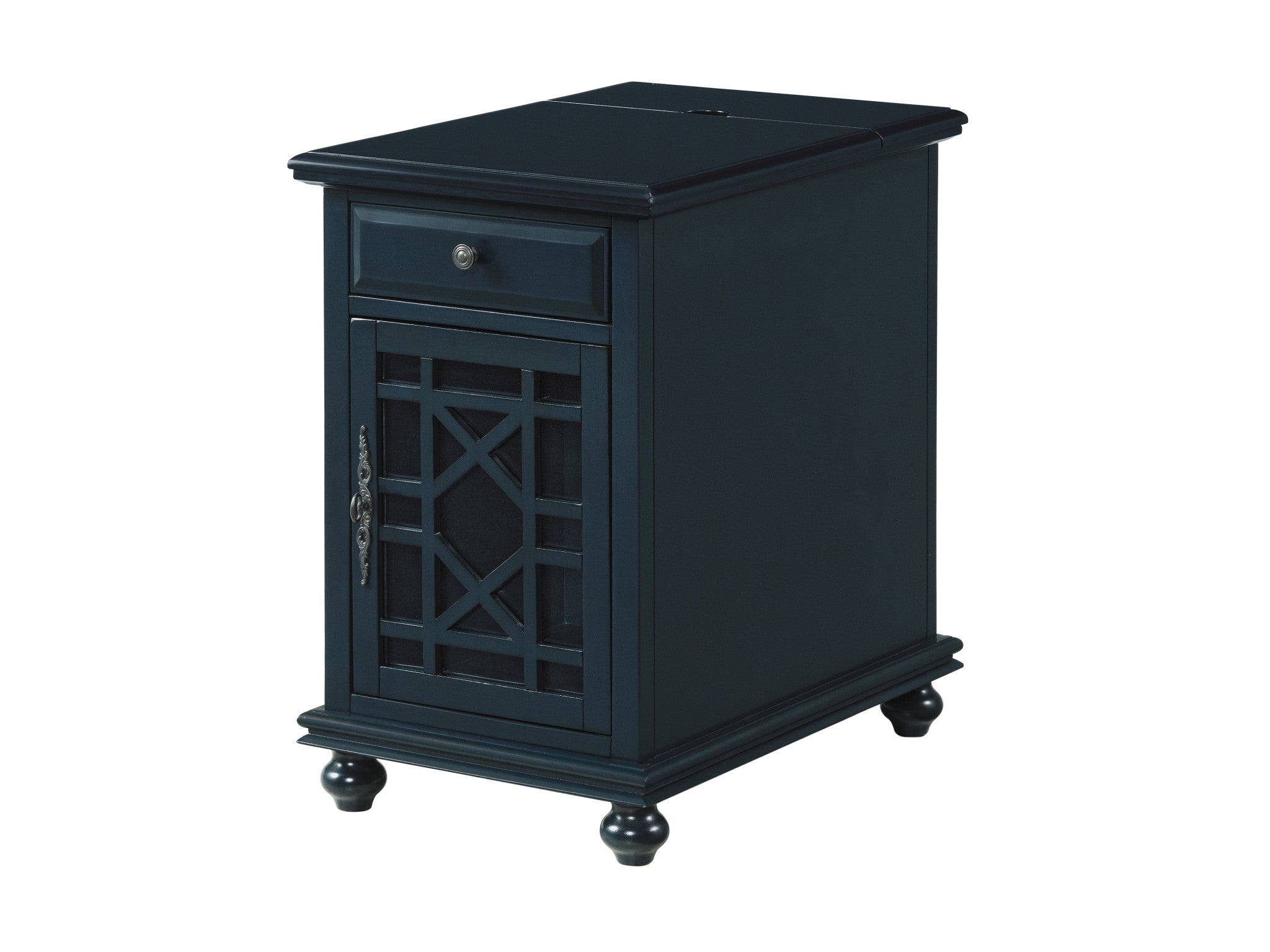 25" Dark Blue Solid Manufactured Wood End Table With Drawer