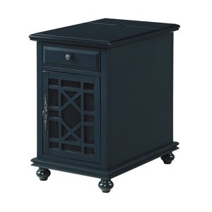 25" Dark Blue Solid Manufactured Wood End Table With Drawer