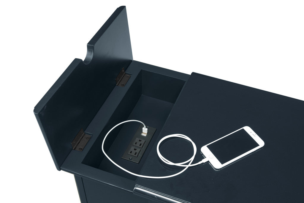 25" Dark Blue Solid Manufactured Wood End Table With Drawer