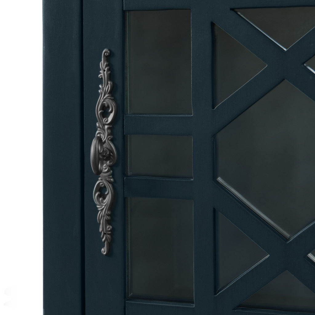 25" Dark Blue Solid Manufactured Wood End Table With Drawer