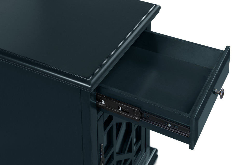 25" Dark Blue Solid Manufactured Wood End Table With Drawer