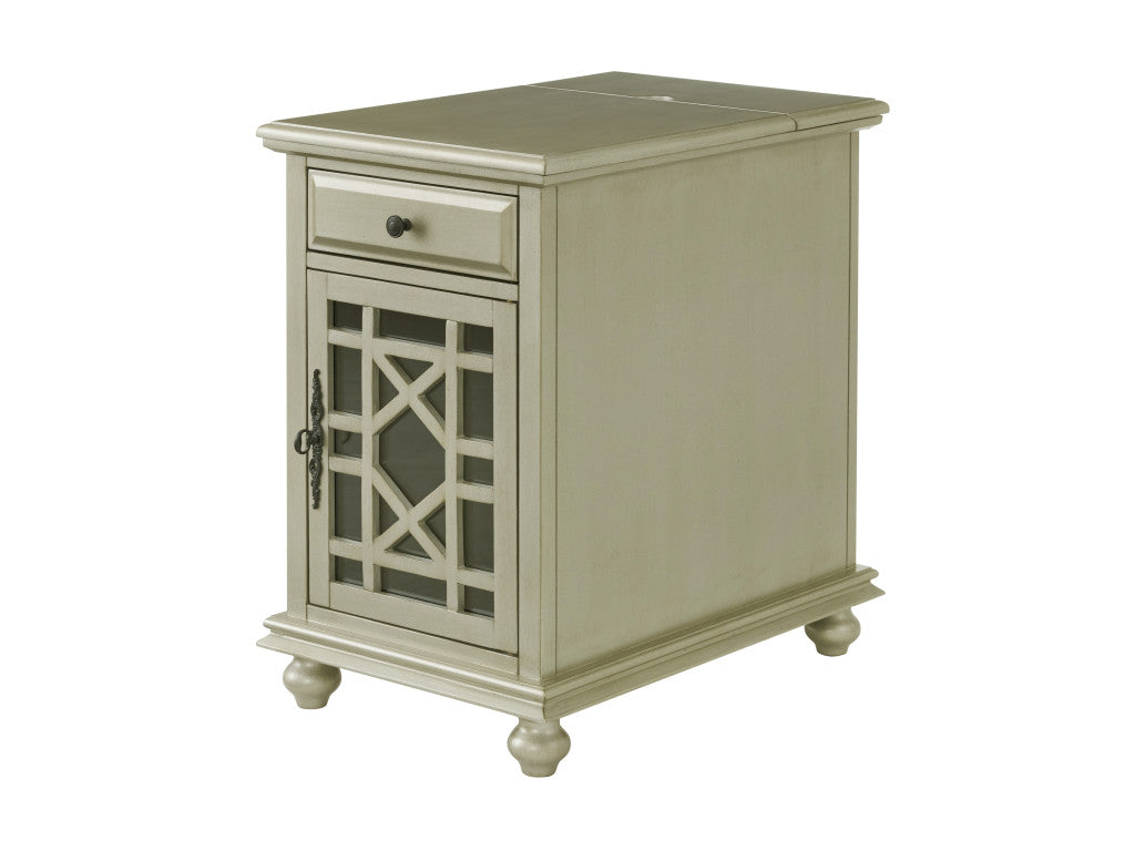 25" Silver Solid Manufactured Wood End Table With Drawer