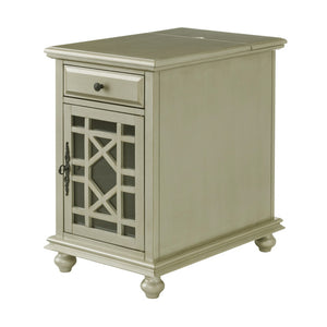 25" Silver Solid Manufactured Wood End Table With Drawer