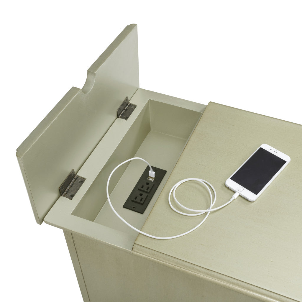 25" Silver Solid Manufactured Wood End Table With Drawer