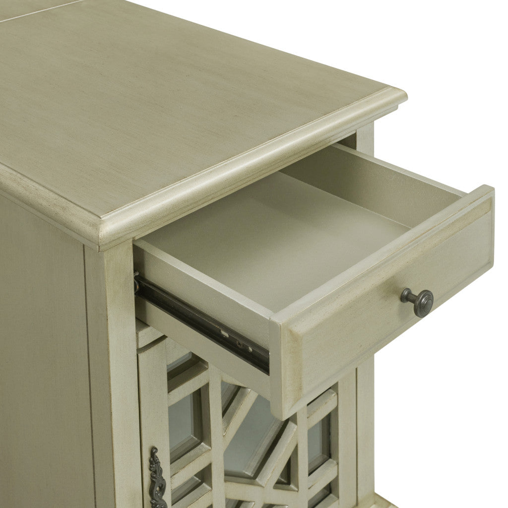 25" Silver Solid Manufactured Wood End Table With Drawer