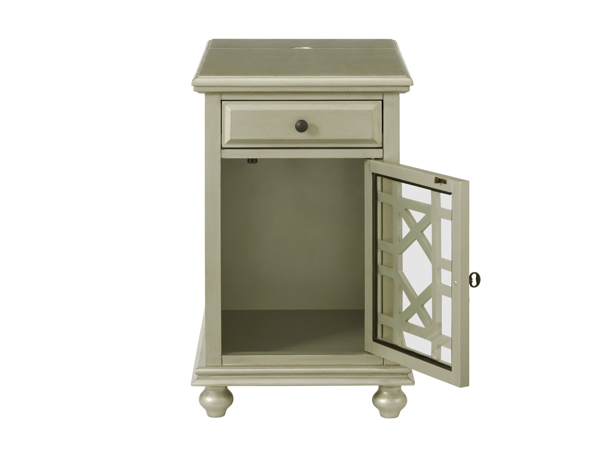 25" Silver Solid Manufactured Wood End Table With Drawer