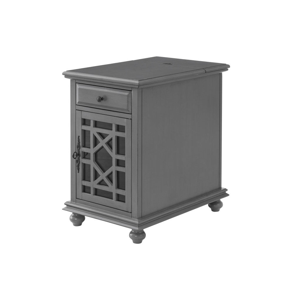 25" Gray Solid Manufactured Wood End Table With Drawer