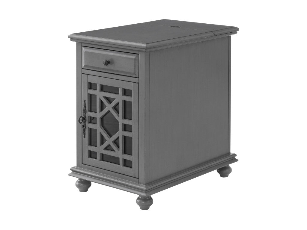 25" Gray Solid Manufactured Wood End Table With Drawer