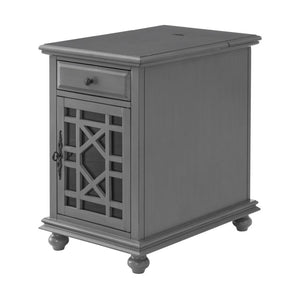 25" Gray Solid Manufactured Wood End Table With Drawer