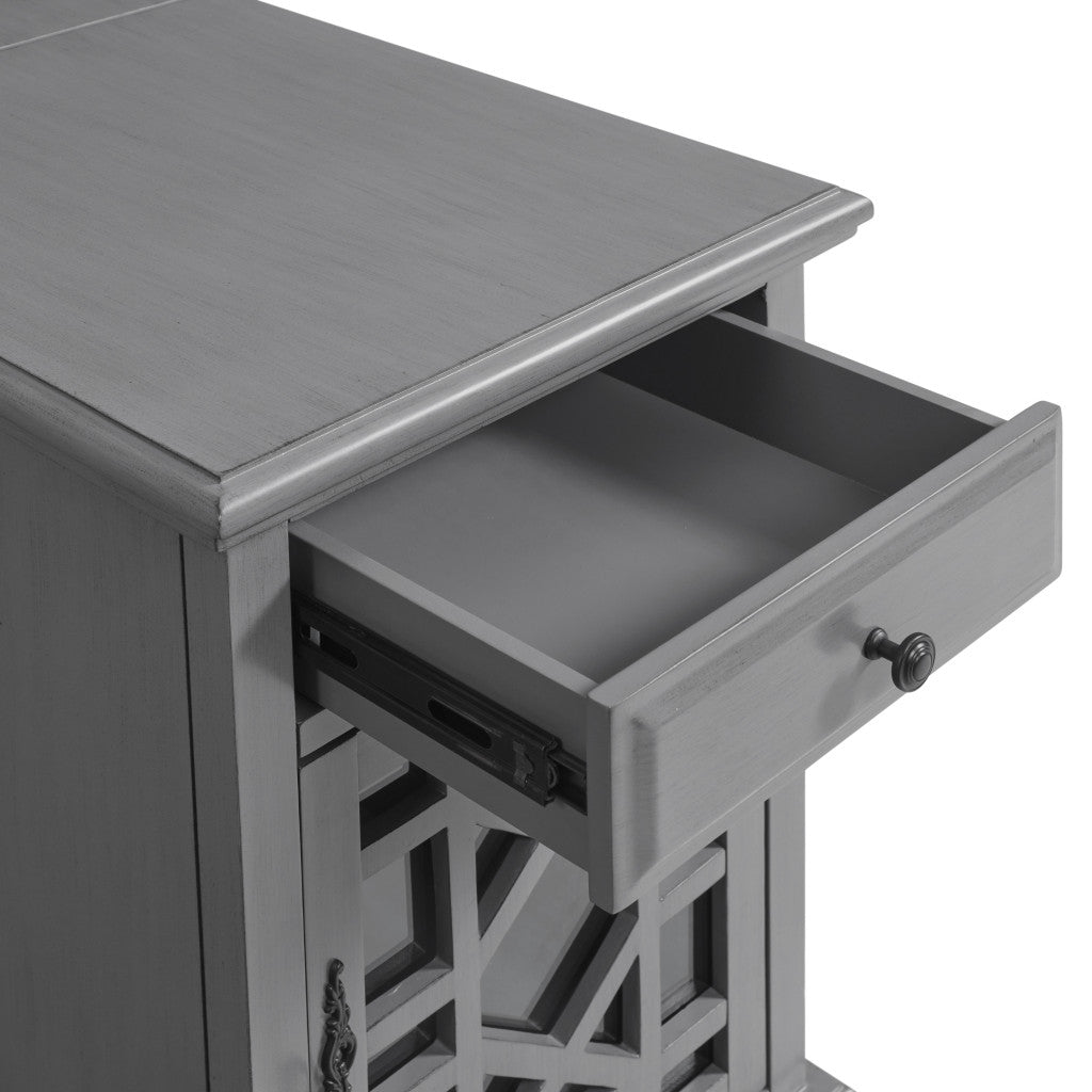 25" Gray Solid Manufactured Wood End Table With Drawer