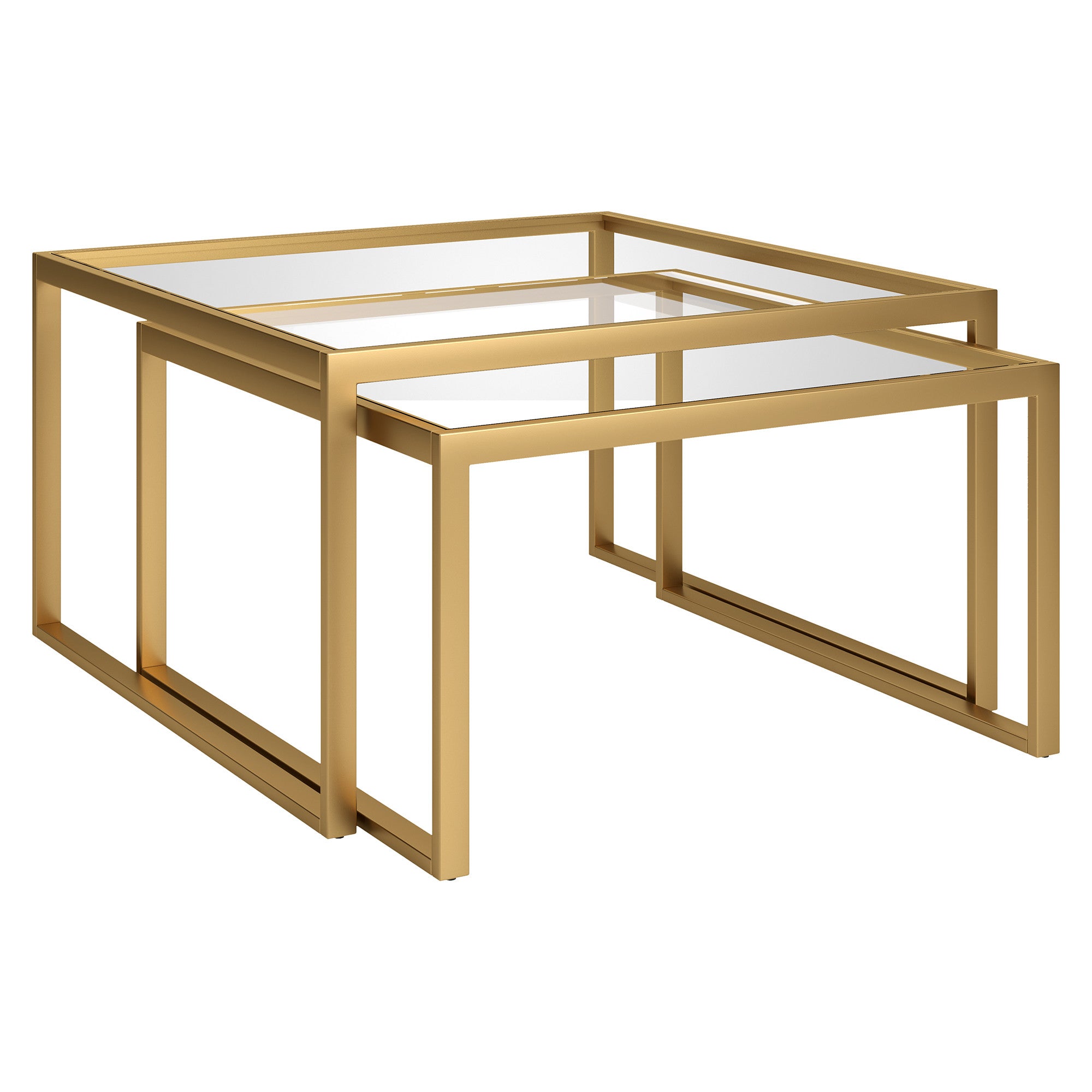 Gold Glass Nested Coffee Tables Set Of Two 30"