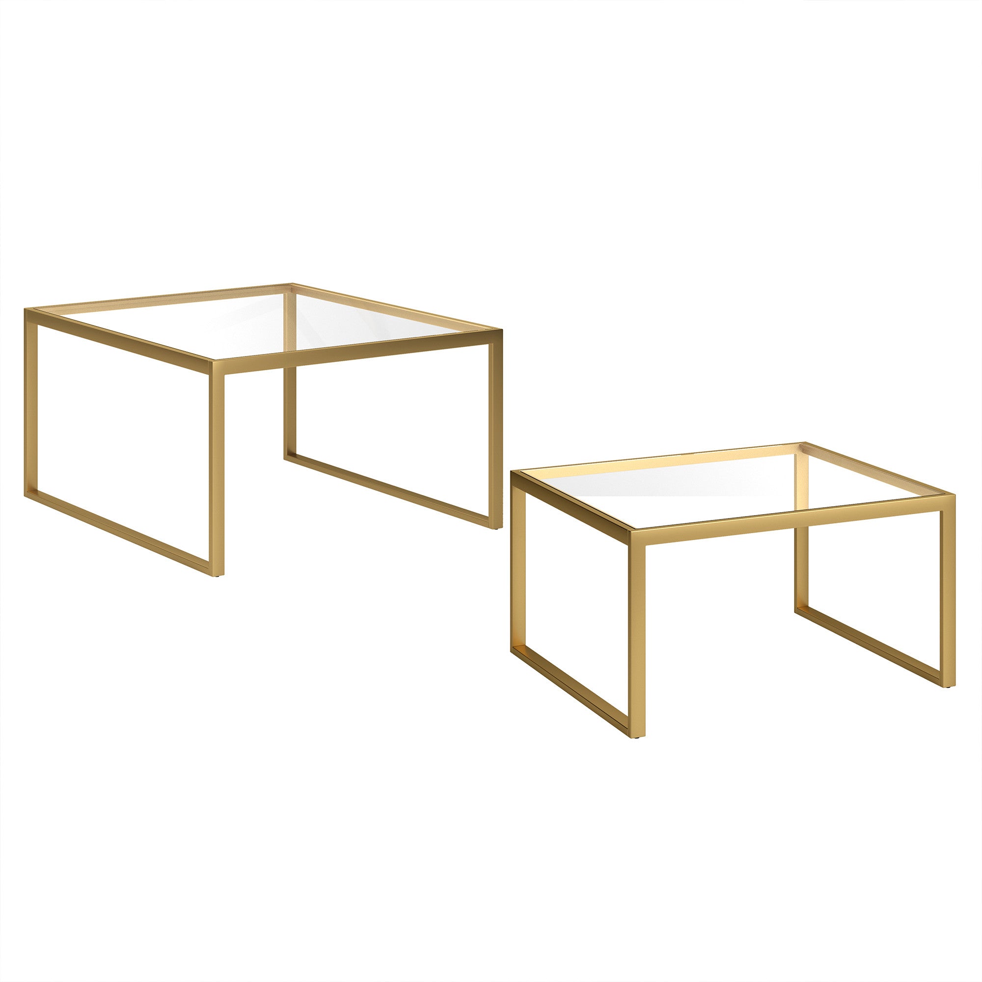 Gold Glass Nested Coffee Tables Set Of Two 30"