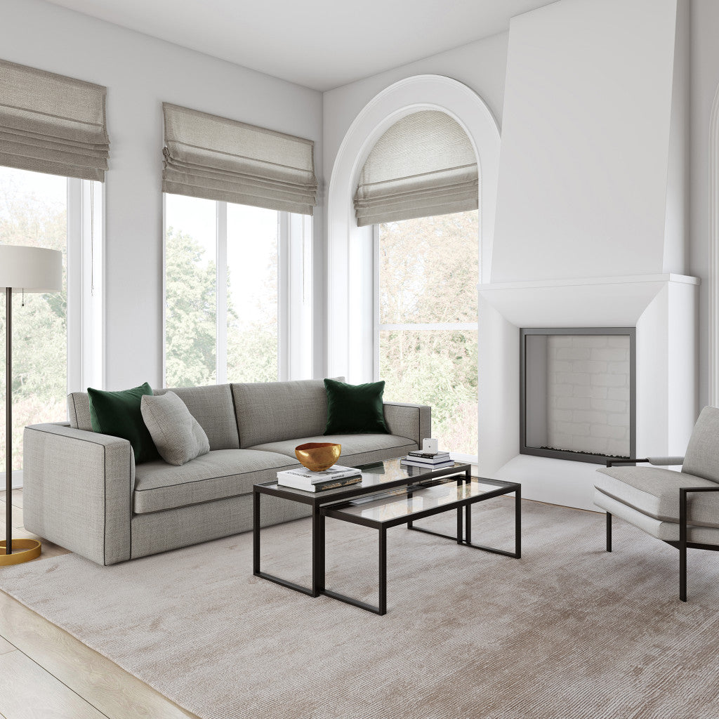 Set Of Two 46" Black Glass Rectangular Nested Coffee Tables