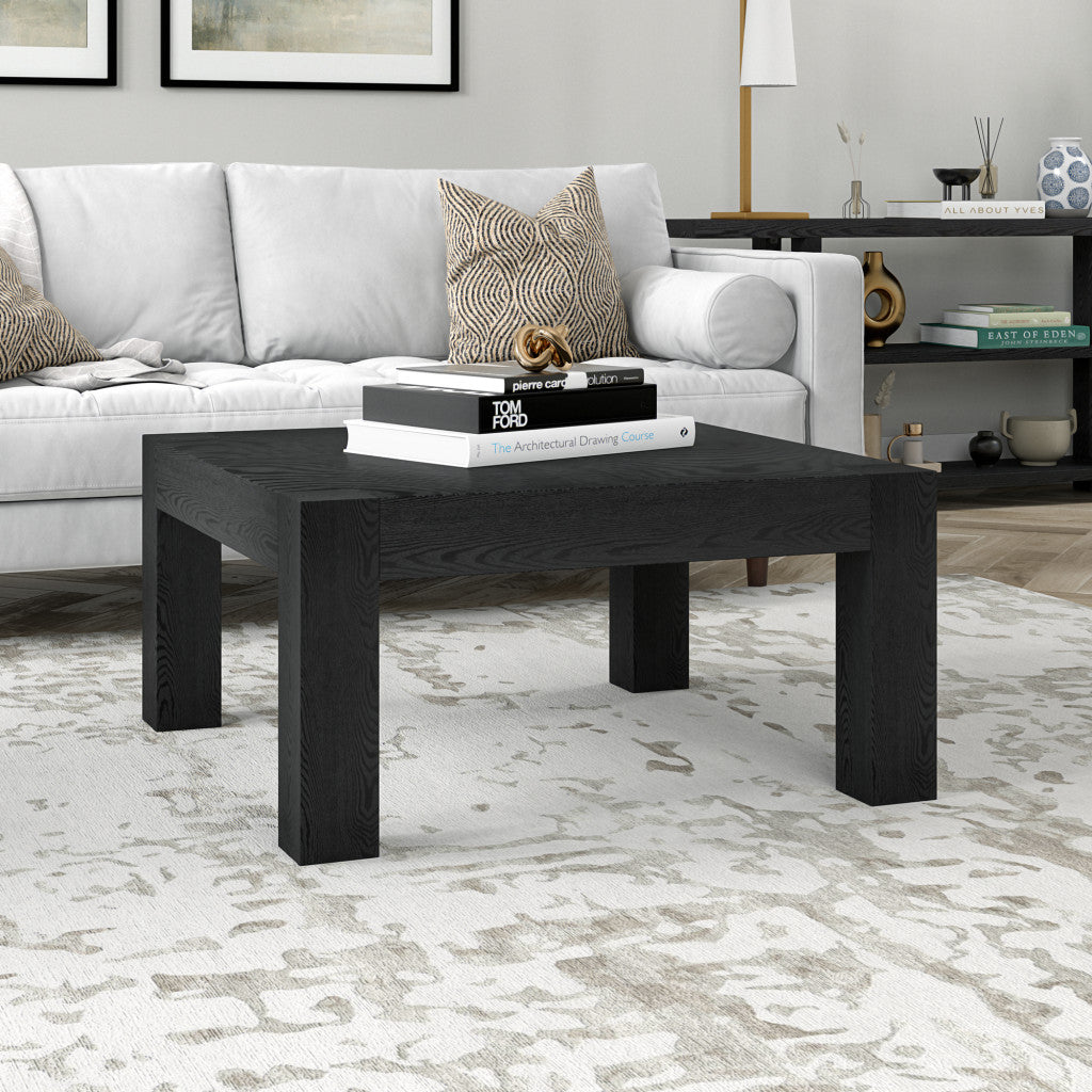 34" Black Manufactured Wood Square Coffee Table