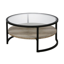 Black Glass Round Coffee Table With Shelf 34
