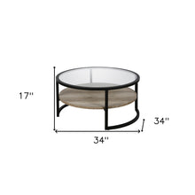 Black Glass Round Coffee Table With Shelf 34