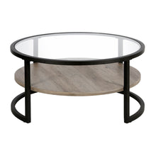 Black Glass and Gray Round Coffee Table With Shelf 34