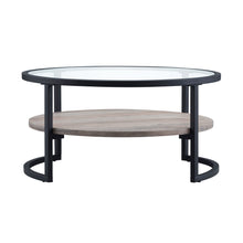 Black Glass and Gray Round Coffee Table With Shelf 34